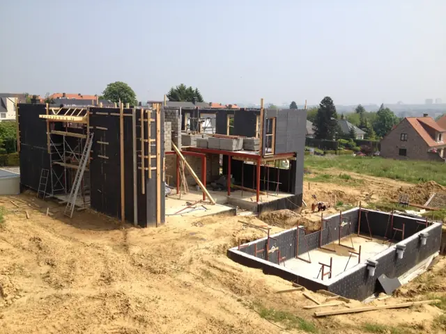 Wemmel — maison cubique, photo de chantier 12