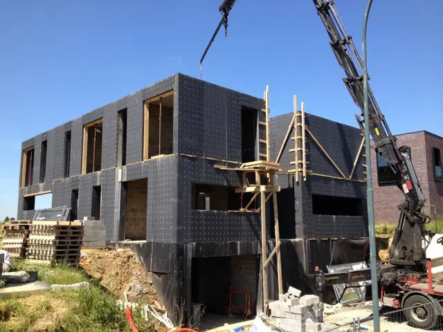 Wemmel — maison cubique, photo de chantier 16
