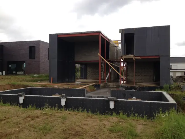 Wemmel — maison cubique, photo de chantier 17
