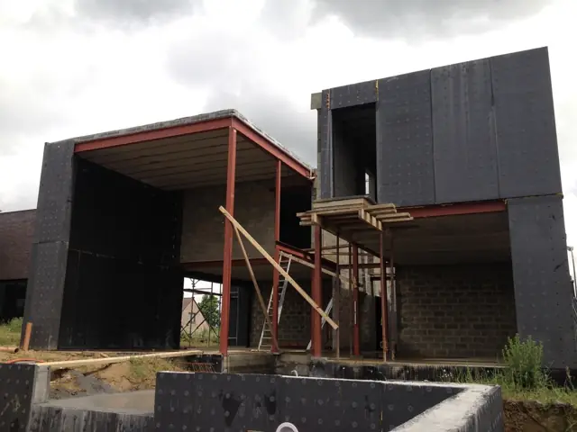 Wemmel — maison cubique, photo de chantier 18