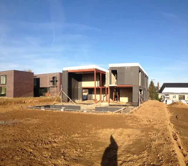Wemmel — maison cubique, photo de chantier 27